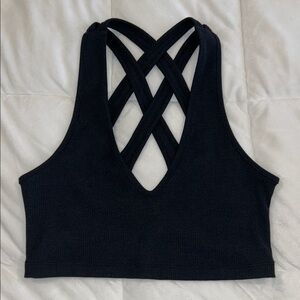 Urban Outfitters Black Crisscross Back Crop Top